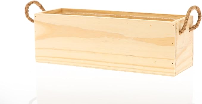 Wooden Planter Box with Handle, Rose Wood, Plastic Liner l Garden Decor l - Image 2