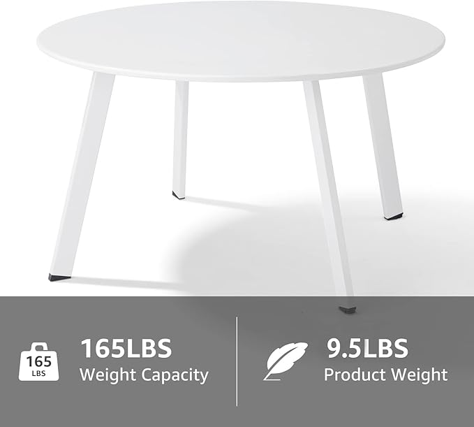 Outdoor Side Table, Outdoor/Indoor Metal Steel Patio Coffee Table, Round - Image 4