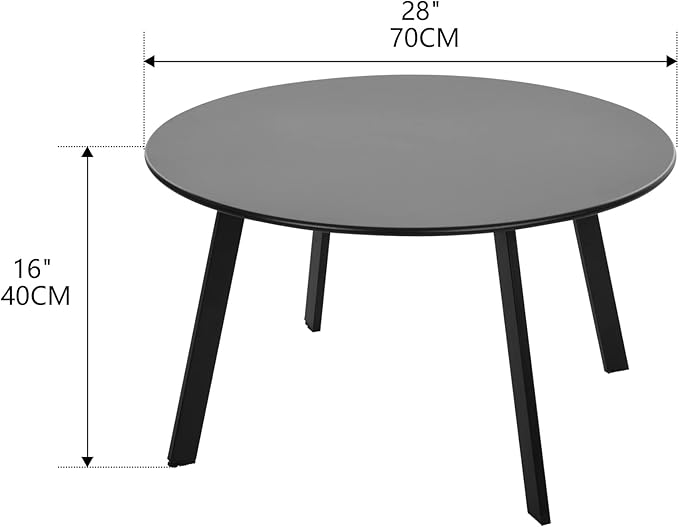 Outdoor Side Table, Outdoor/Indoor Metal Steel Patio Coffee Table, Round - Image 3