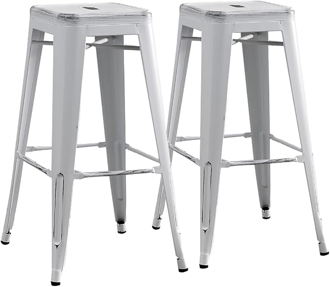 AC Pacific 30” Metal Backless Barstool Set of 2 – Country Rustic Style by ACPacific