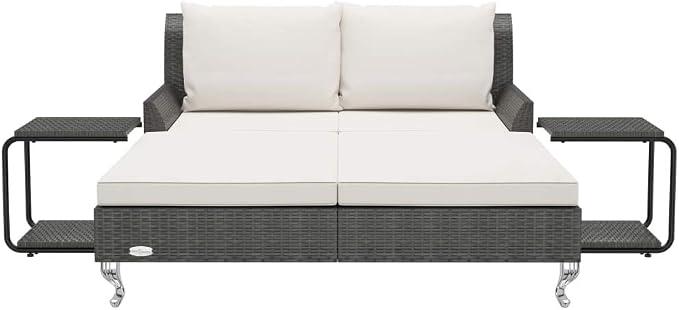 2 Person Garden Sun Bed Patio Furniture Outdoor Daybed - Image 3