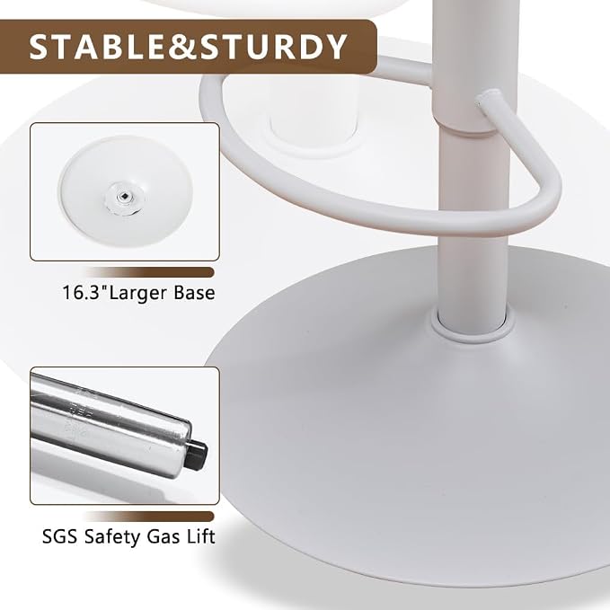 Kidol & Shellder Bar Stools Set of 4 Adjustable Swivel Counter Height Stools - Image 7
