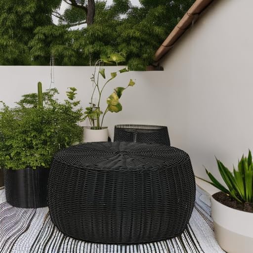 Household Essentials Handwoven Resin Storage Stool Ottoman - Image 5