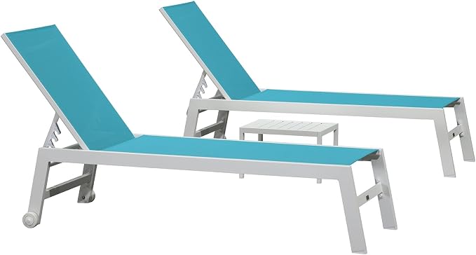 PURPLE LEAF Patio Lounge Chair 2 Pieces White Aluminum Outdoor Chaise Lounge - Image 9