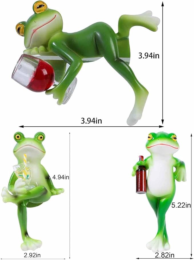 3 PCS Tipsy Frog Statues Pot Hugger Decorations - Image 3