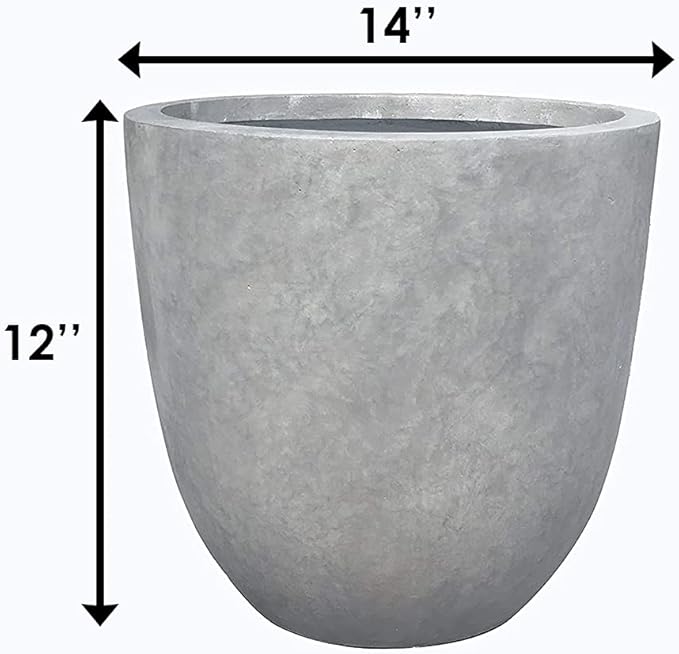 Kante 14 Inch Dia Round Concrete Planter, Indoor Outdoor Large Plant Pot - Image 3
