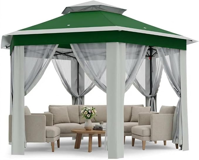 GAOMON Heavy Duty 13x13ft 6-Sided Tent – Double Vented Roof, Mesh Windows by GAOMON