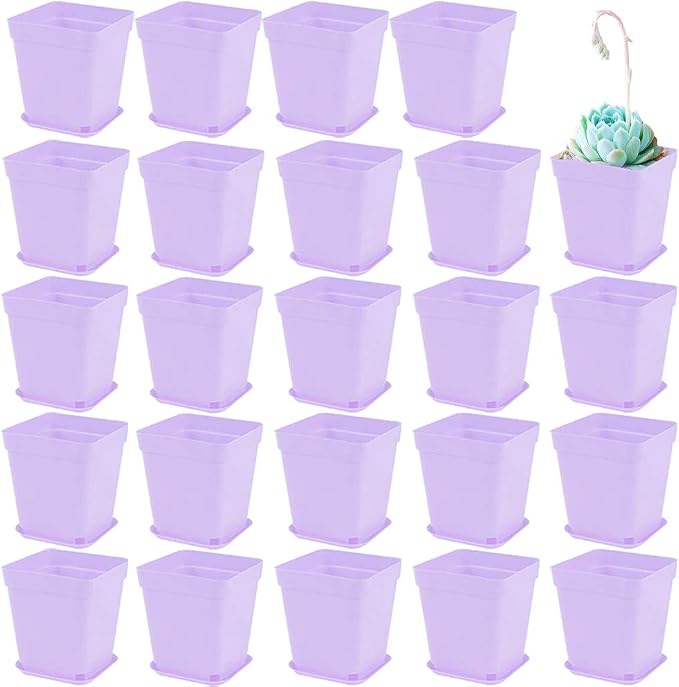Anyumocz 24 Pack Plastic Square Nursery Pots 3 Inch Plastic Plant Pots by Anyumocz