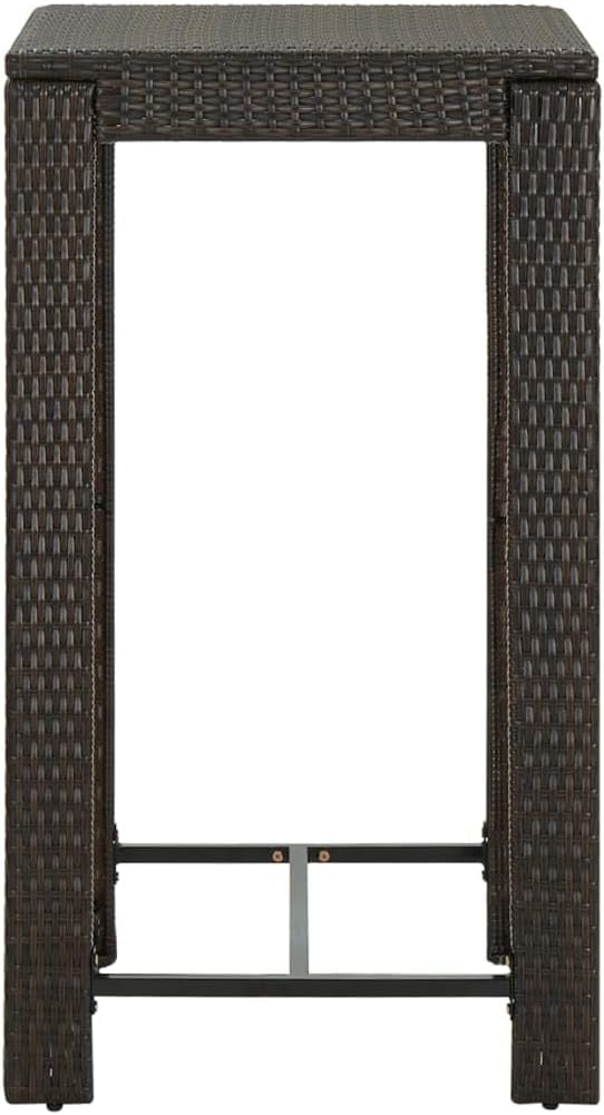 Garden Bar Table Brown 23.8"x23.8"x43.5" Poly Rattan - Image 3