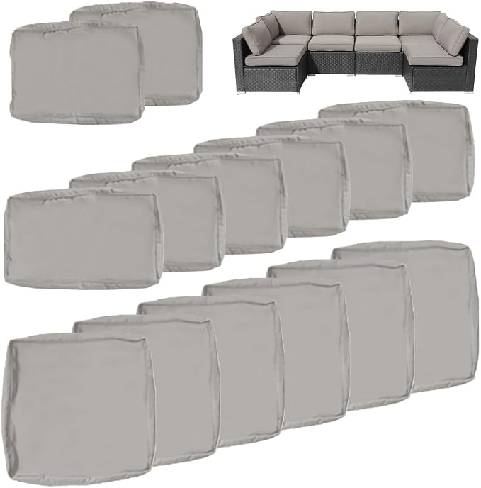 14Pcs Outdoor Cushion Covers Replacement Washable w/Zipper - Image 2