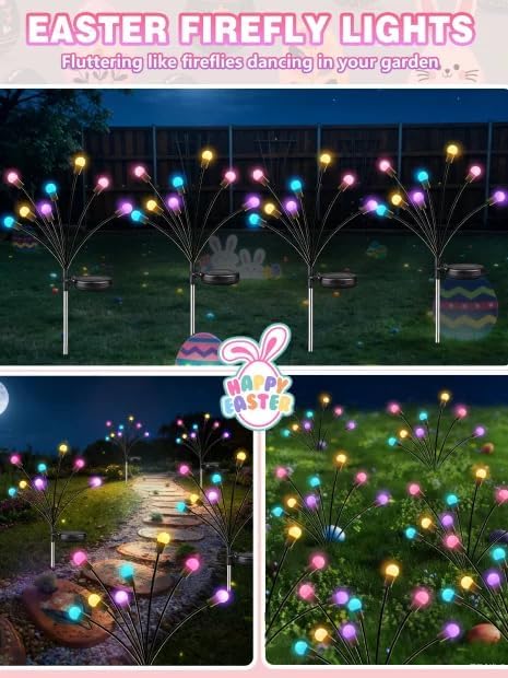 Albelt Easter Day Decorations Outdoor, 6 Pack Solar Firefly Lights Outdoor - Image 5