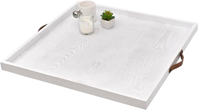 SwallowLiving 24 x 24 Inches Extra Large Square Wood Ottoman Tray - Image 3