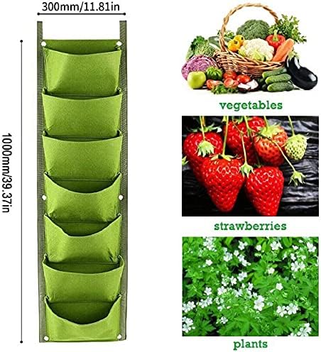 LITLANDSTAR Hanging Planter Bags, 2 Pack 7 Pocket Hanging Vertical Wall Planter - Image 3