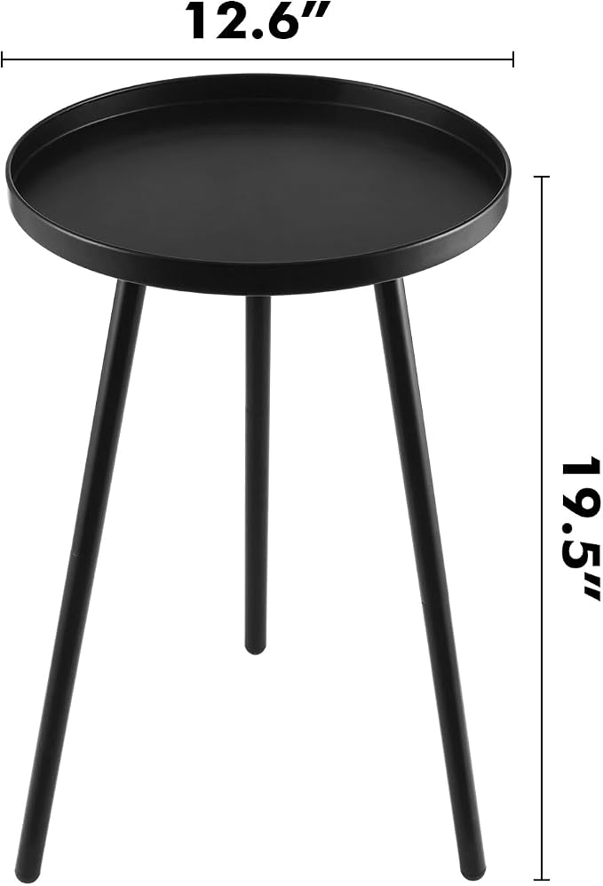 2 Pack Outdoor Side Table, 12.6" Patio Round Tables - Image 3