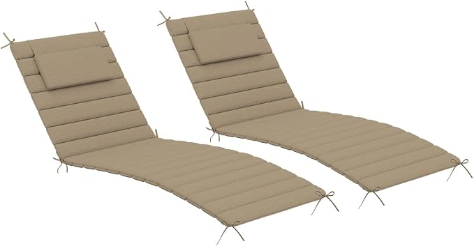 Sundale Outdoor Olefin Quilted Lounge Cushion Set of 2, Patio Foldable Chaise by SundaleOutdoor