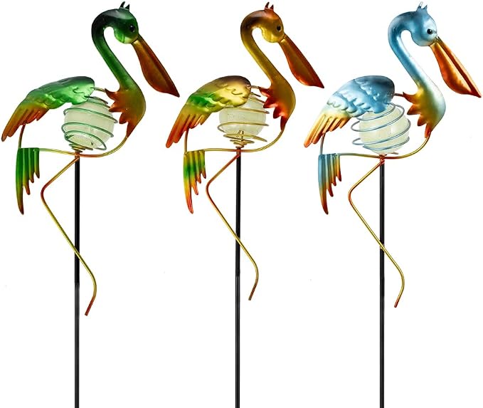 3Pcs Pelican Decorative Garden Stakes, 56.5''H Waterproof Glow in The Dark by SATHGA