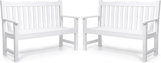 Stoog Outdoor Benches Set of 2, All-Weather HIPS Plastic Garden Bench by Stoog