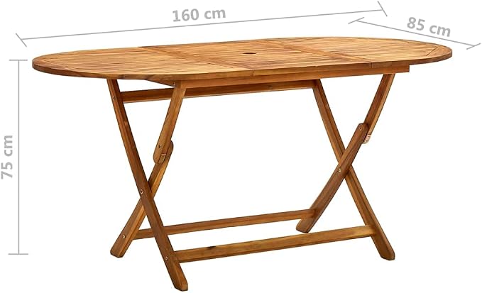 vidaXL Solid Acacia Wood Folding Patio Table - Image 9