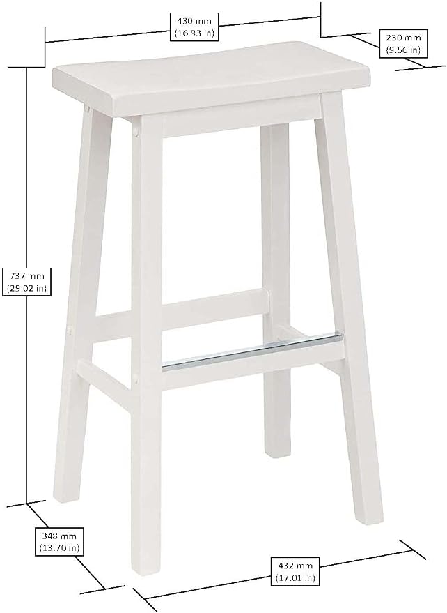 Amazon Basics Solid Wood Saddle-Seat Counter Height Bar Stools - Image 3