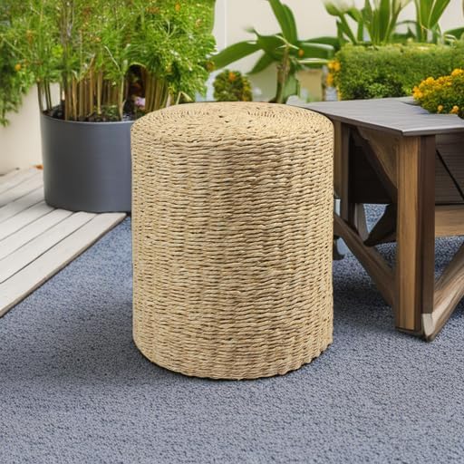Wimarsbon Decor Round Pouf Ottoman Single Strand Paper Rope Pouf Footrest - Image 6