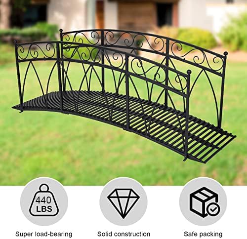 Kinlife 8 FT Metal Arch Garden Bridge – Heightened Patio Outdoor Bridge - Image 9