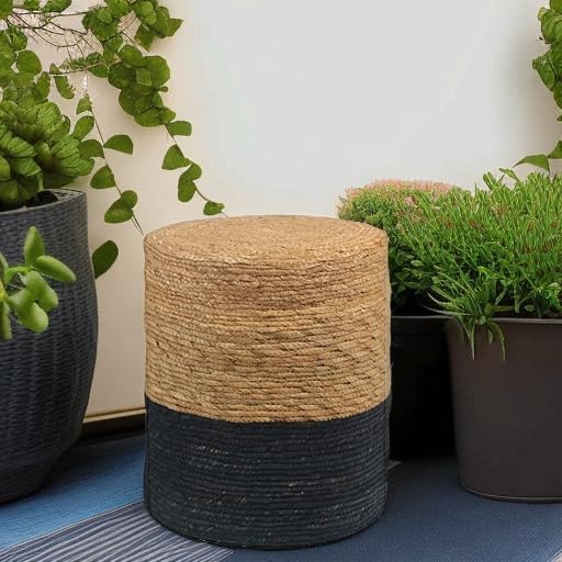 Wimarsbon Natural Seagrass Foot Stool, Hand Weaving Round Ottoman, - Image 6