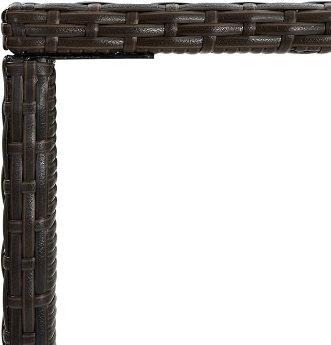 SKM Patio Bar Table Brown 27.6"x27.6"x43.3" Poly Rattan and Glass - Image 5