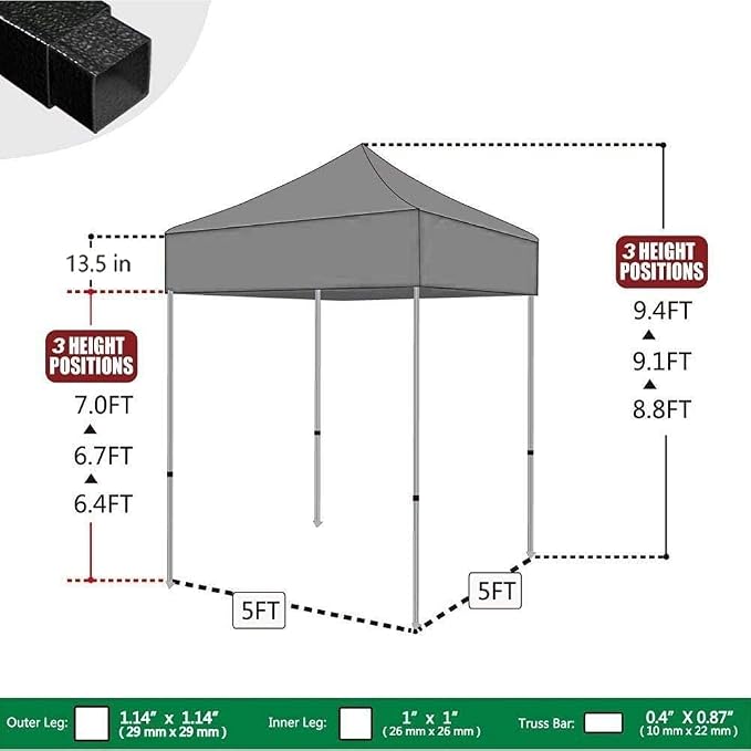 Eurmax USA Printed 5x5 Pop Up Canopy Tent Commercial Instant Canopies - Image 3
