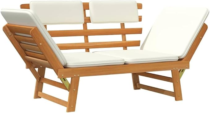 vidaXL Solid Wood Garden Bench Day Sofa Bed w/Cushions Outdoor Patio Garden - Image 6