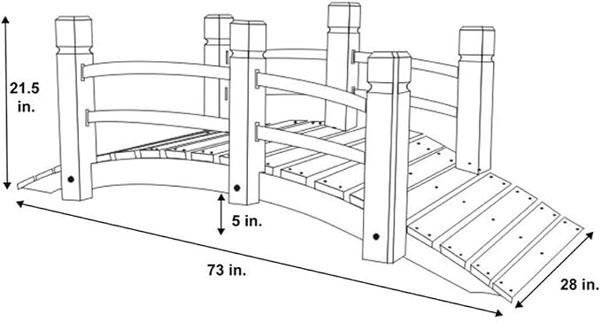 Pemberly Row Cedar Wood Garden Bridge, 73 in Length, Handcrafted - Image 3