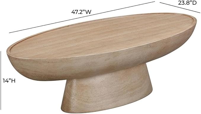 Pemberly Row Eclipse Stone Coffee Table, 47.2" W x 23.8" D x 14" H, Faux - Image 3