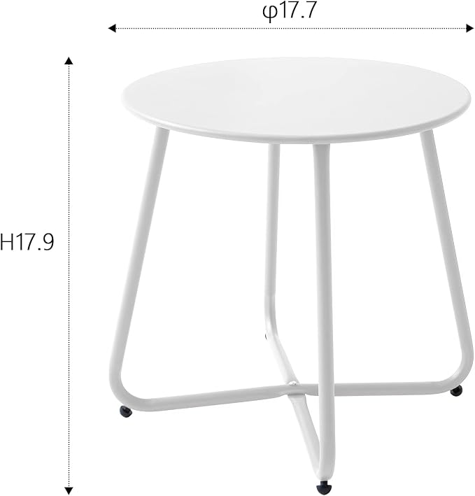 Outdoor Table Small Patio Side Table Waterproof Round Metal Side Table Weather - Image 3