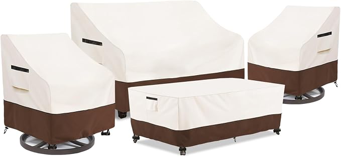 Patio Furniture Covers Set, 4-Piece 600D Heavy Duty Waterproof Outdoor by Aacabo
