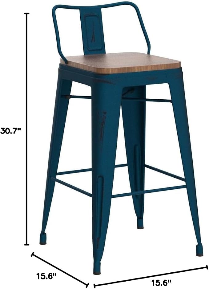 Andeworld Bar Stools Set of 4 Counter Height Stools Industrial Metal Barstools - Image 2