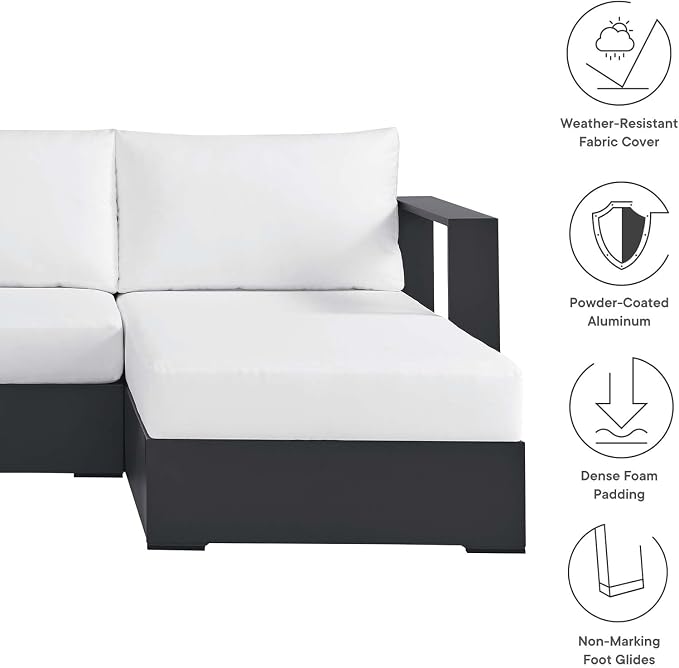 Modway Tahoe Modular Aluminum 2-Piece Outdoor Patio Furniture Gray White - Image 5