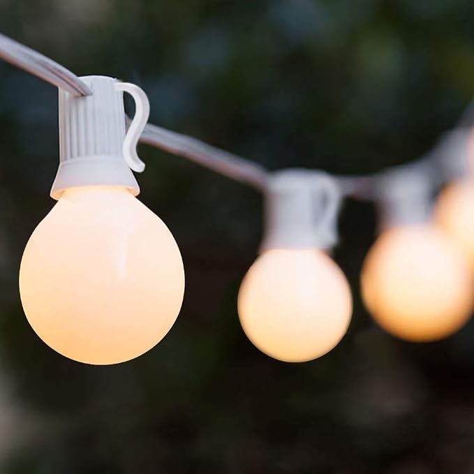 25FT Frosted White Lights G40 Globe Outdoor String Lights Patio Lights by Romasaty