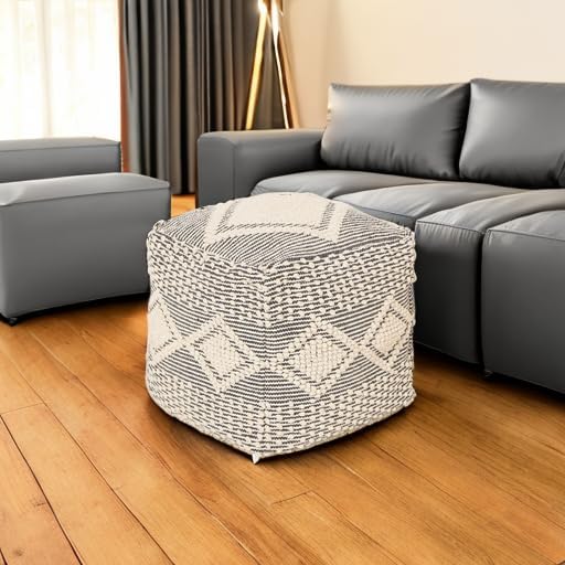 REDEARTH · UNSTUFFED Square Pouf Ottoman Cover Textured Storage Boho Cube Poof - Image 6