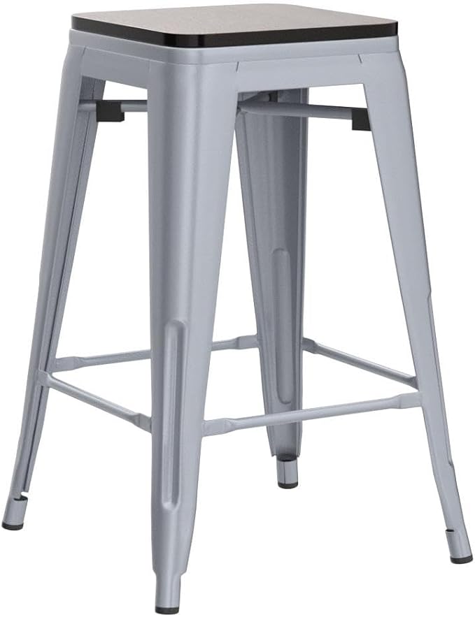 Alunaune 26" Metal Counter Height Bar Stools Set of 4 Industrial Backless - Image 5