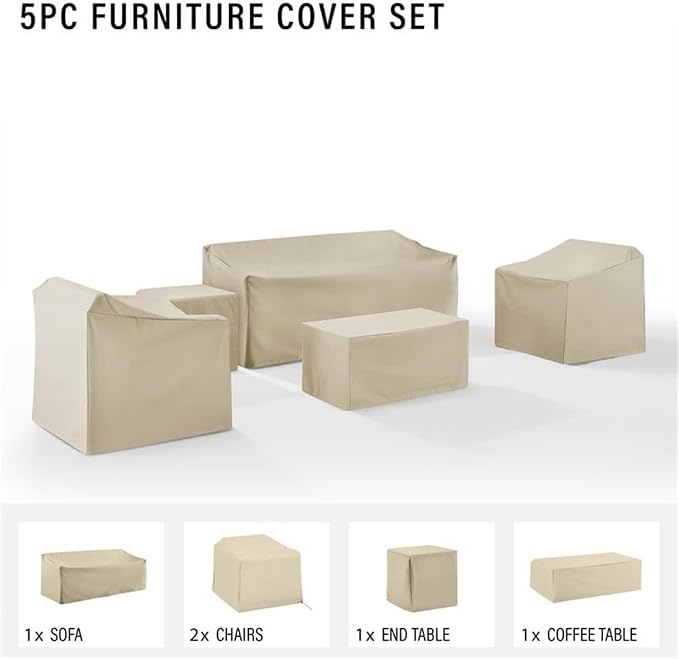 Crosley Furniture Patio Furniture Covers, Waterproof 5-Piece Cover Set - Image 3