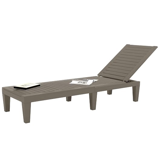 DWVO Outdoor Chaise Lounge, Pool Lounge Chair w/ 5-Level Backrest, Waterproof & by DWVO