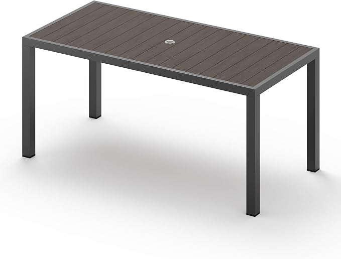 67" HDPS Outdoor Patio Dining Table, Aluminum-Edged Outdoor Dining Table by Vexwalx