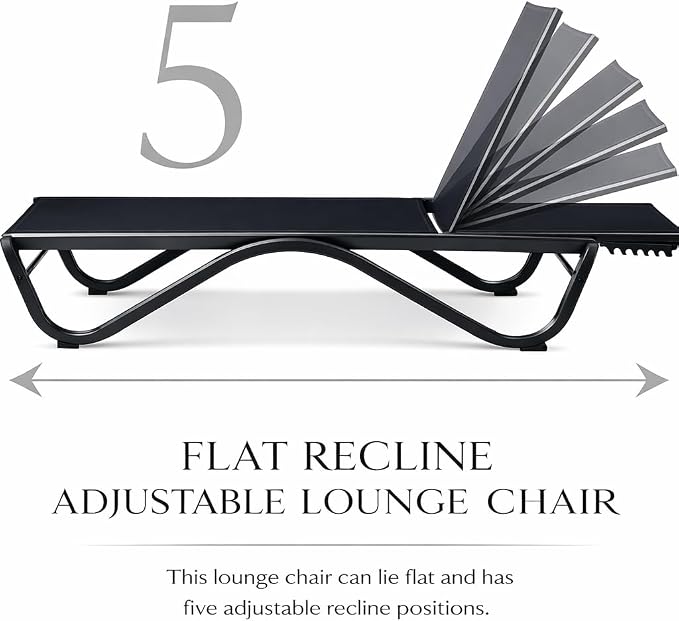 Kozyard Outdoor Chaise Lounge Chair, Full Aluminum Frame, Adjustable Reclining - Image 5