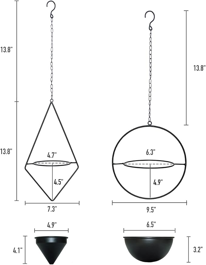Metal Hanging Planters, Modern Plant Hanger - Image 6