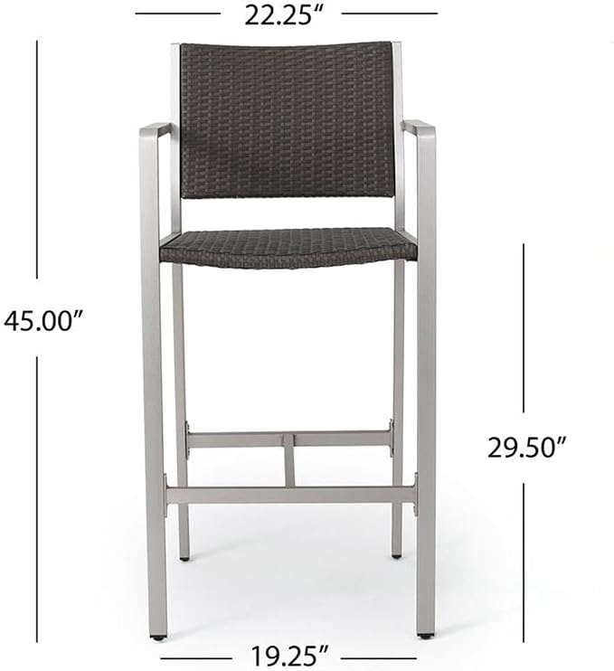 Christopher Knight Home Cape Coral Outdoor Wicker Bar Stools, 4-Pcs Set - Image 5