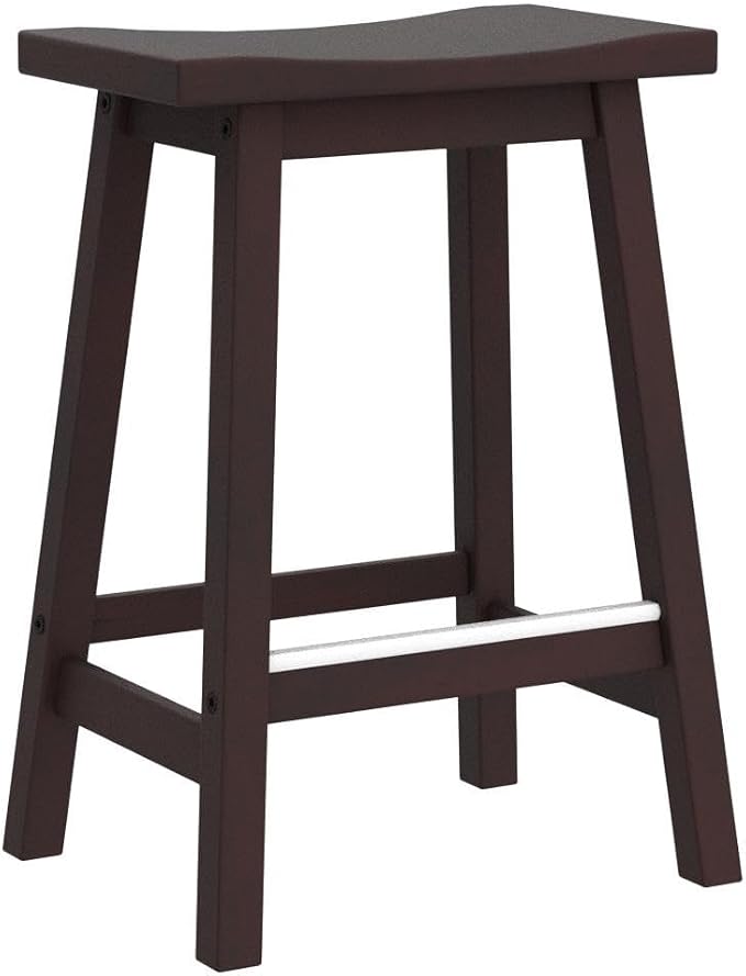 PayLessHere Bar Stools Set of 2, Wooden Saddle Stools 24 Inch Heigh, Bar Chairs - Image 5