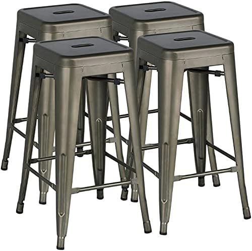 Yaheetech 30'' Metal Bar Stools 4PCS Bar Height Barstools Stackable Bar Chairs by Yaheetech