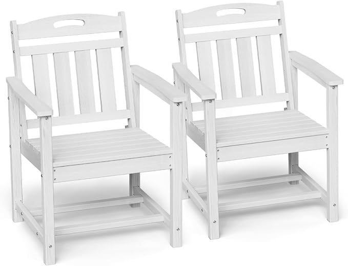 Ciokea HDPE Outdoor Patio Dining Chairs Set of 2, All-Weather Porch Chair by CIOKEA