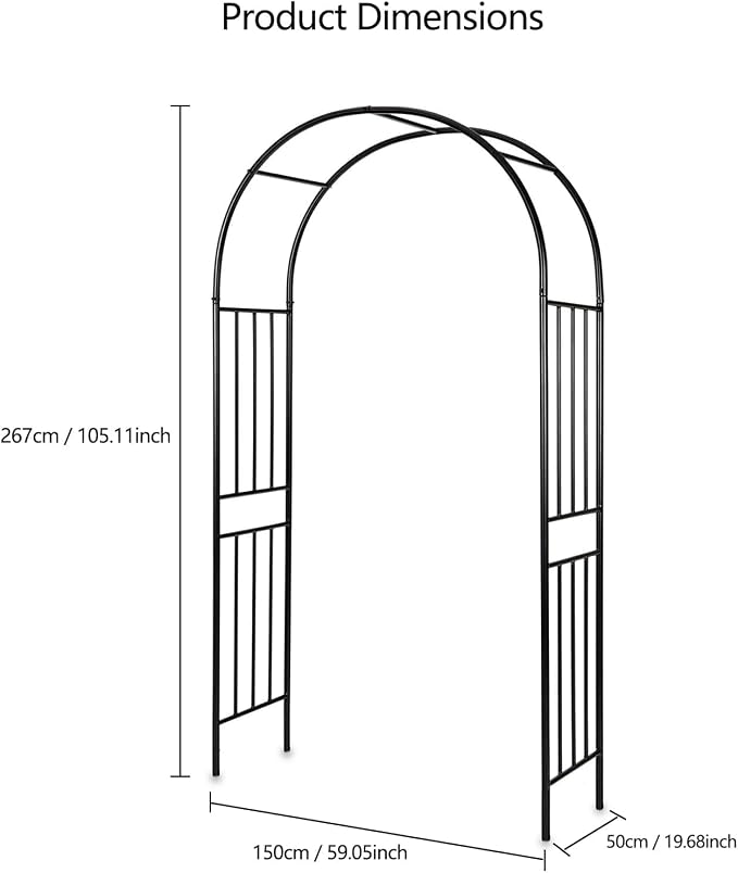 Metal Garden Arch Arbor Trellis – Heavy Duty Steel Garden Arbor - Image 2