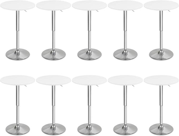 CLATINA Round Bar Pub Tables Set of 10, 26-36" Height Adjustable Bistro Table by CLATINA