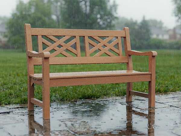 Psilvam 49''W All-Weather Poly Lumber Outdoor Bench – 2- Person Garden Bench - Image 8